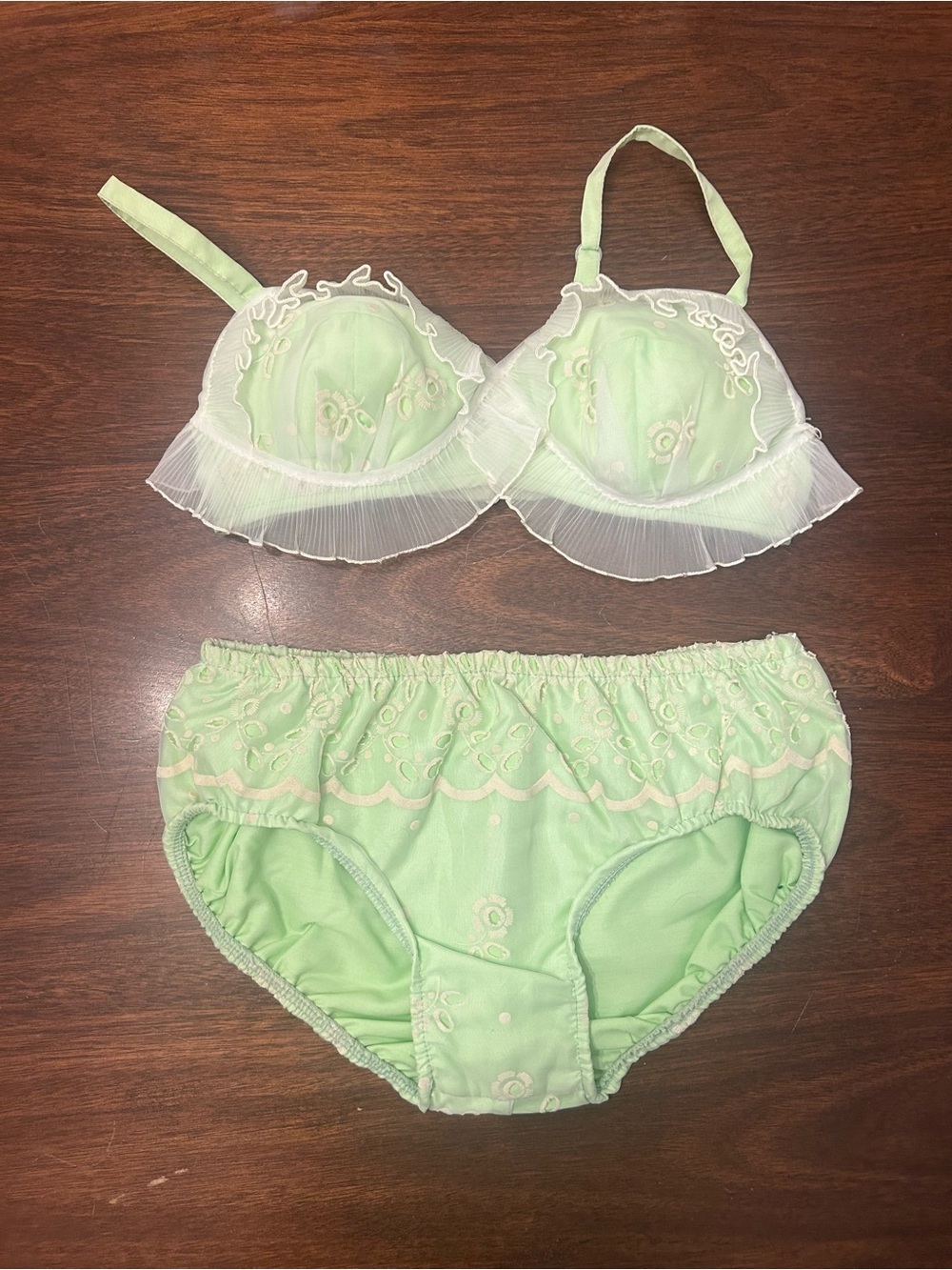 Vintage Jantzen Light Green Embroidered Bikini Set